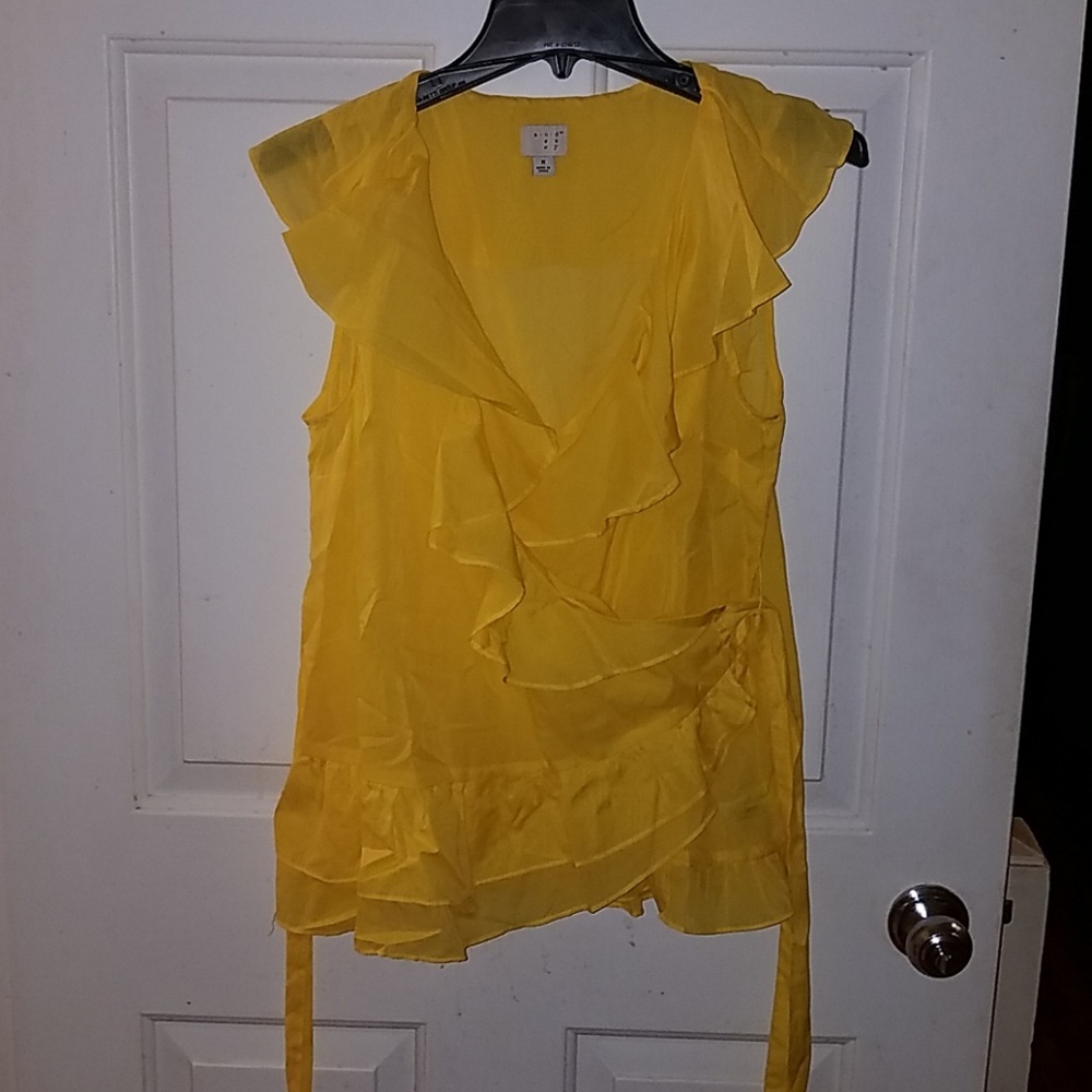 Yellow wrap blouse